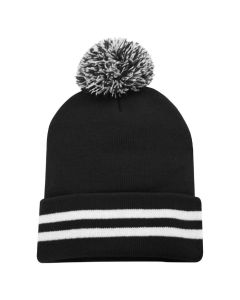 ATC Striped Cuff Pom Pom Toque