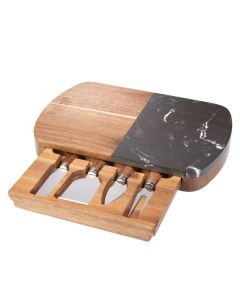 Black Marble Cheese Board Set