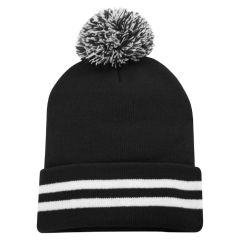 ATC Striped Cuff Pom Pom Toque