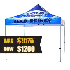 A blue 600D polyester 10x10ft custom canopy event tent.