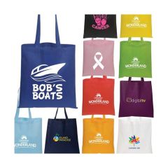 royal blue non woven tote with white logo