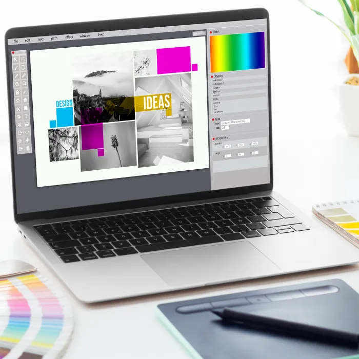 A computer displays full colour customization for branding and creativity.